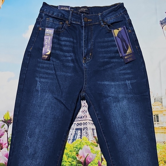 Special One Los Angeles High Waist Dark Blue Flare Jeans Size 3 New - Picture 4 of 10